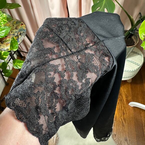 Vintage Fray Pruf 1950s Black Lace Slip Dress Side Zip Lingerie Glam 37" Bust - Picture 9 of 16